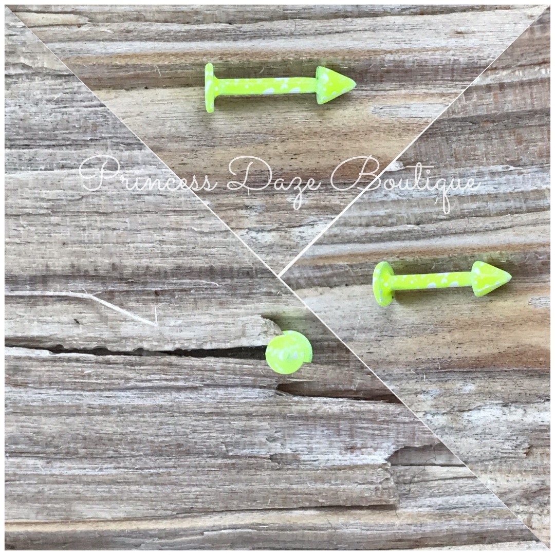 Neon Yellow  White Labret Monroe Lip Tragus Piercing